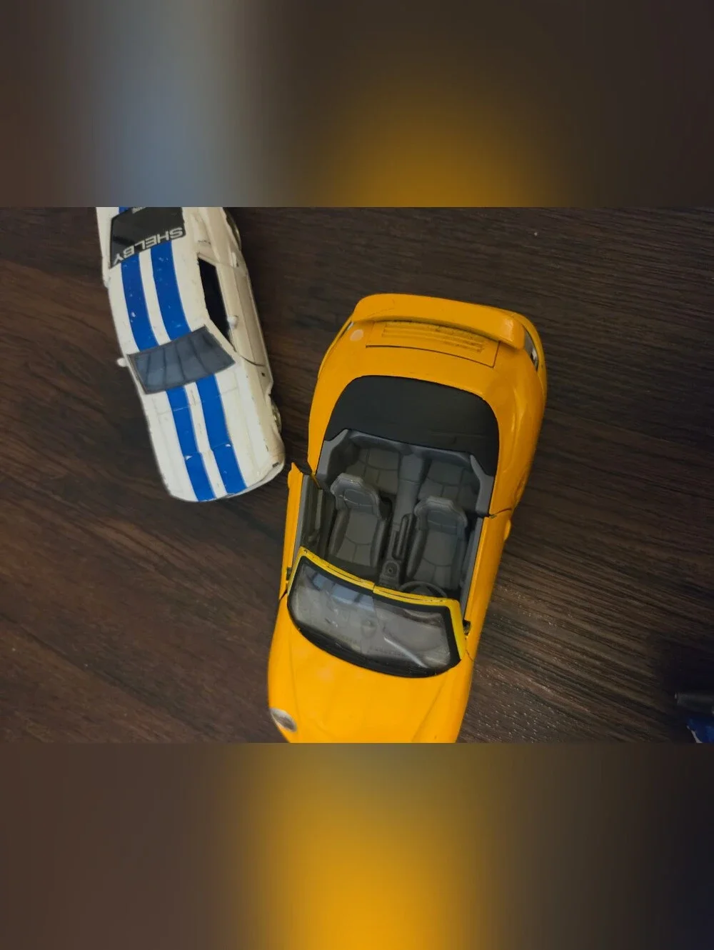 Selby White & Blue Die-Cast Model Car & Yellow Porshe Convertible